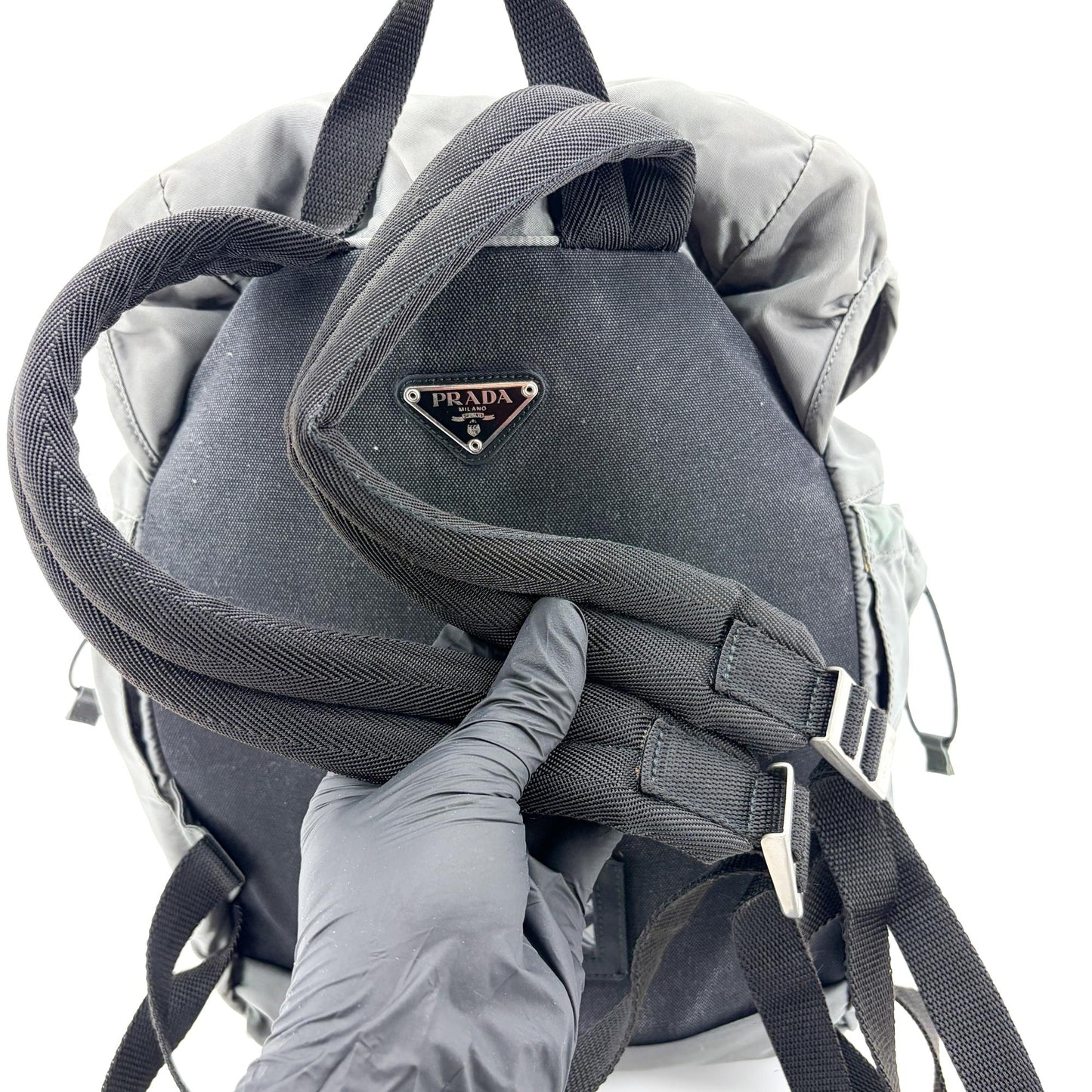 Prada Medium Nylon Backpack Grey