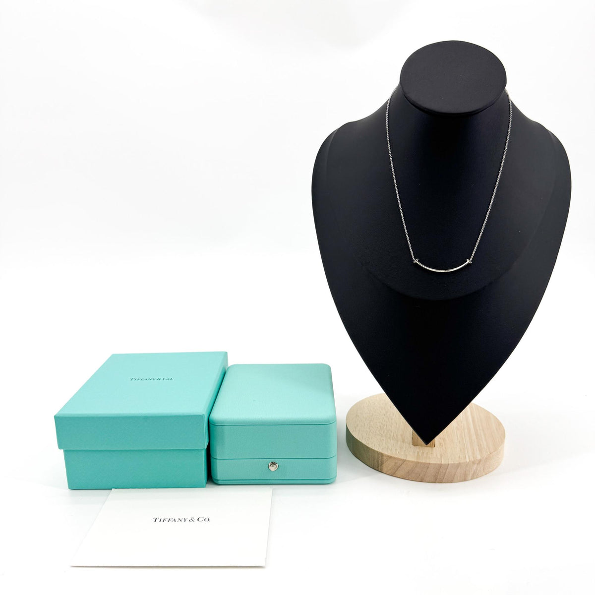 Tiffany & Co. T Smile Mini Diamond Pendant Necklace White Gold