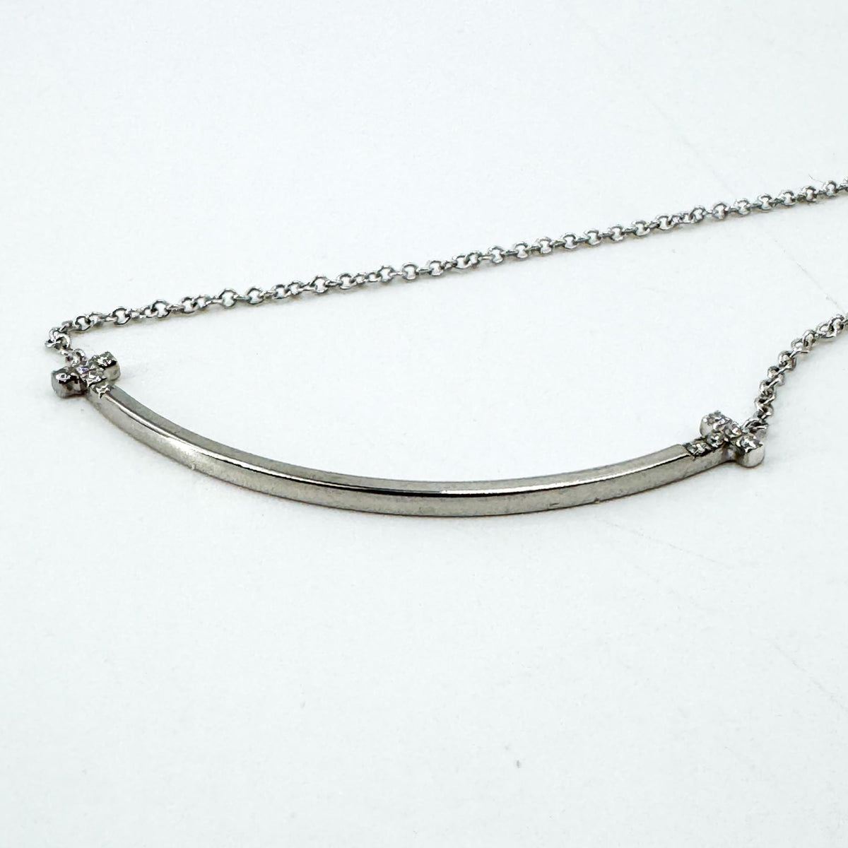 Tiffany & Co. T Smile Mini Diamond Pendant Necklace White Gold