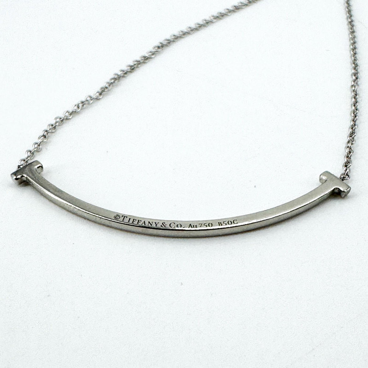 Tiffany & Co. T Smile Mini Diamond Pendant Necklace White Gold