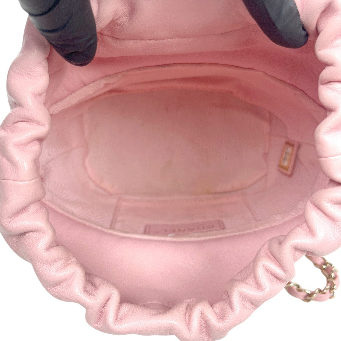 Chanel Pink Lambskin Drawstring Bucket Bag