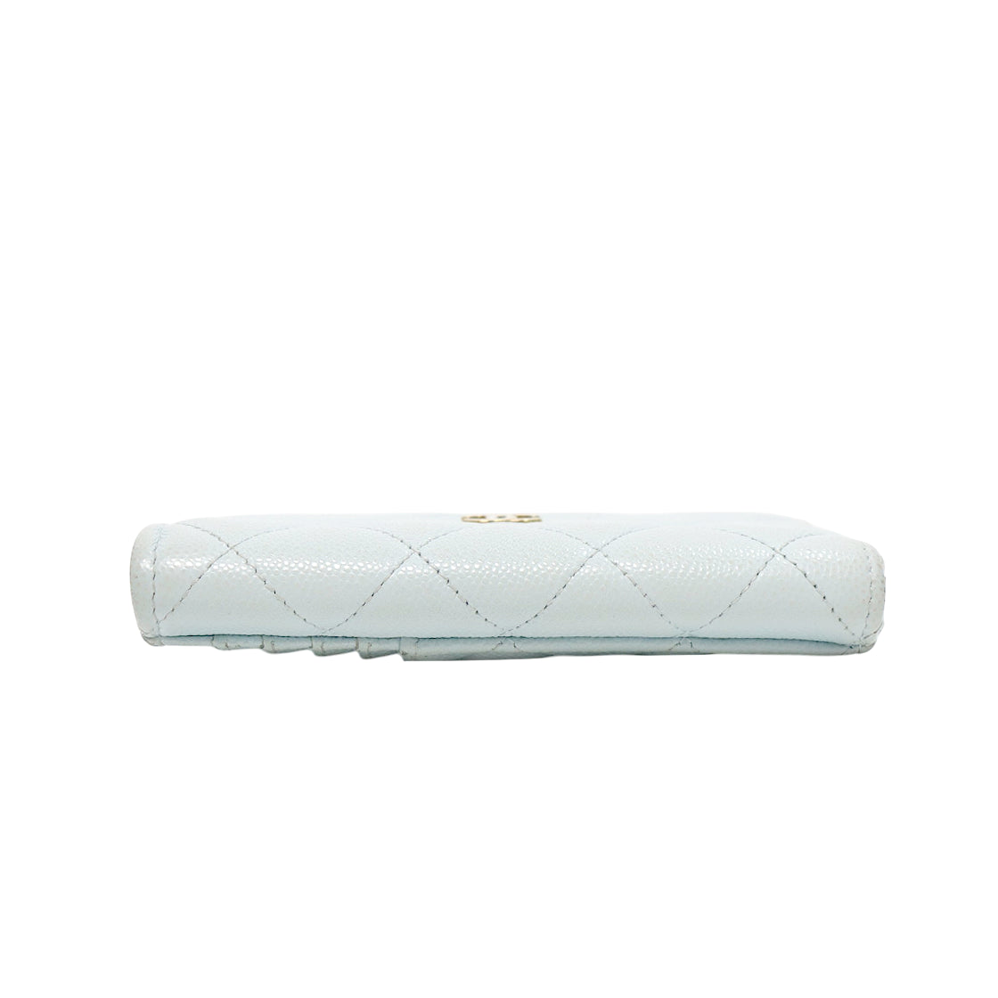 Chanel Sky Blue Caviar Classic Zipper Card Wallet