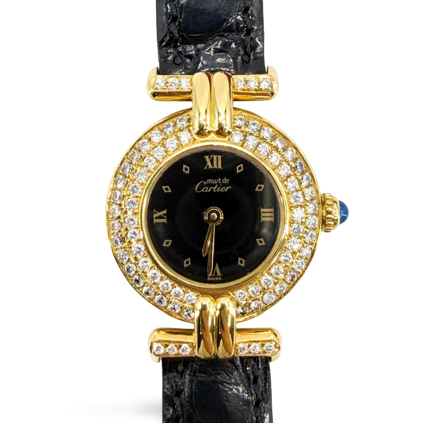 Cartier Must de Cartier Colisee Yellow Gold Diamond Black Dial