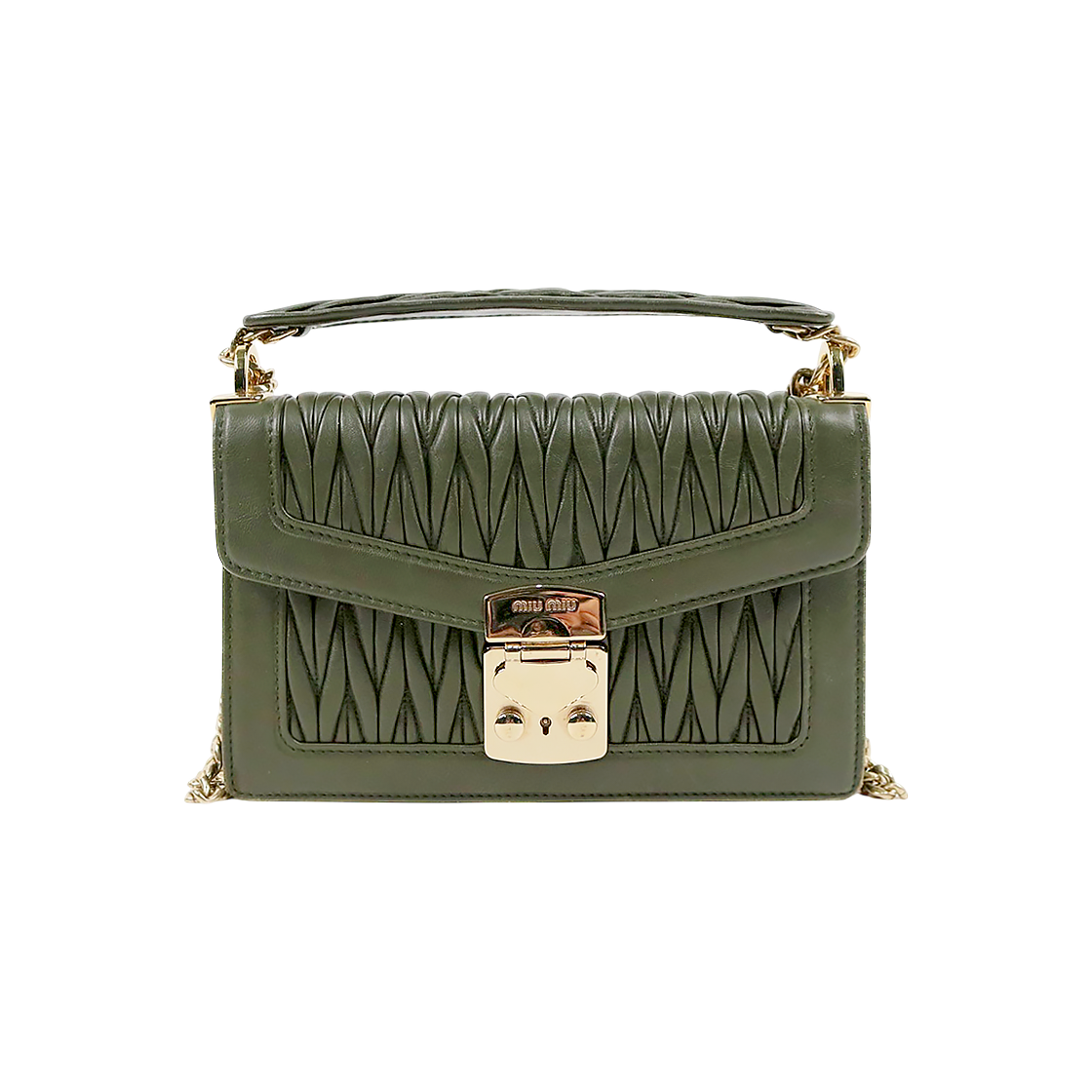 Miu Miu Khaki Materasse Chain Shoulder Bag