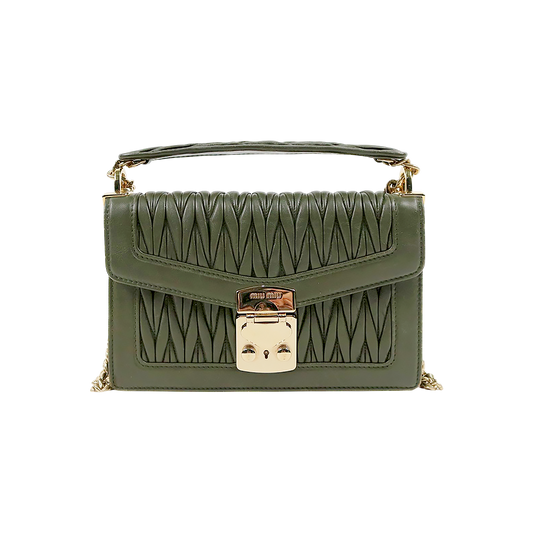Miu Miu Khaki Materasse Chain Shoulder Bag