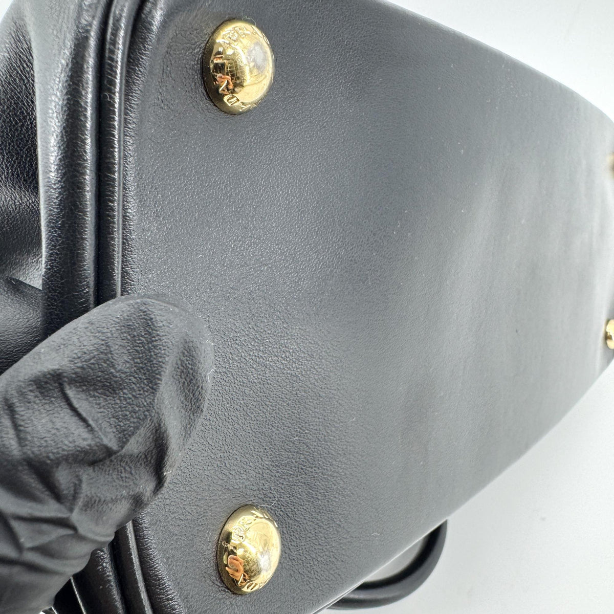 Prada Diagram Medium Leather Tote Bag Black Gold Hardware