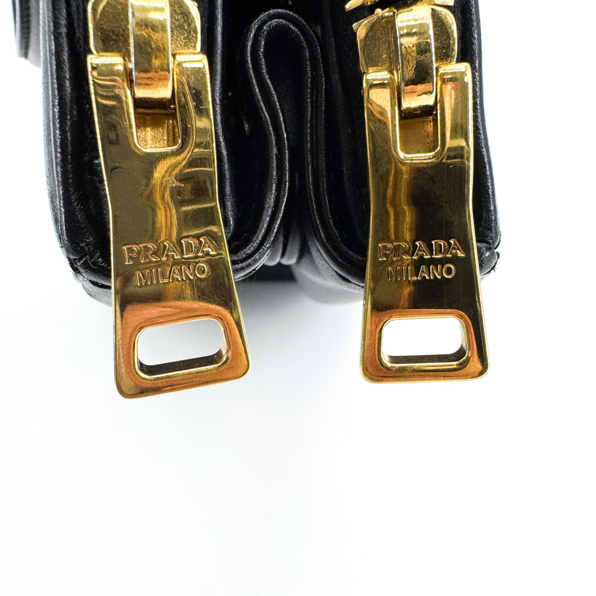 Prada Diagram Medium Leather Tote Bag Black Gold Hardware