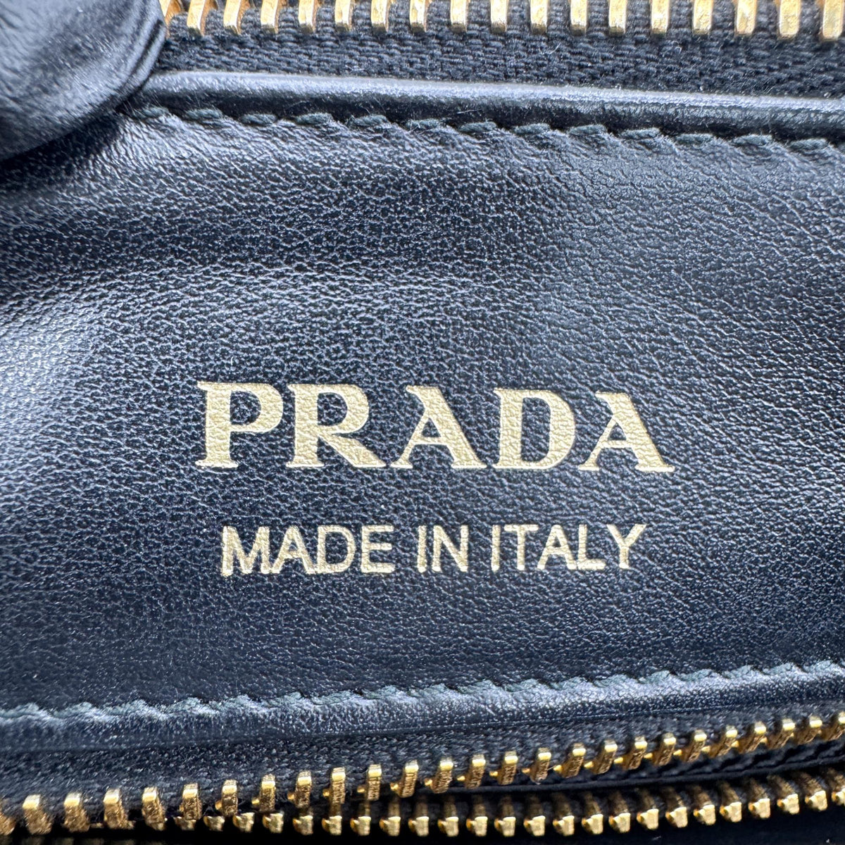 Prada Diagram Medium Leather Tote Bag Black Gold Hardware