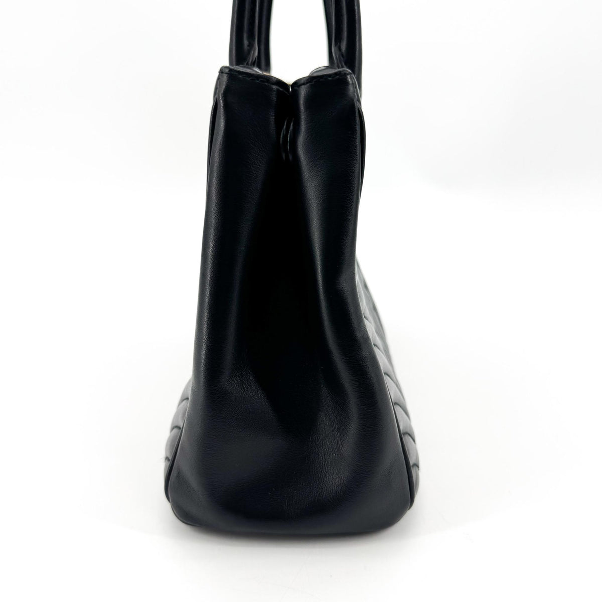 Prada Diagram Medium Leather Tote Bag Black Gold Hardware