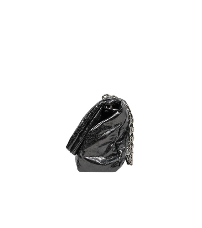 Balenciaga Metallic Black Medium Silver-Plated Monaco Bag