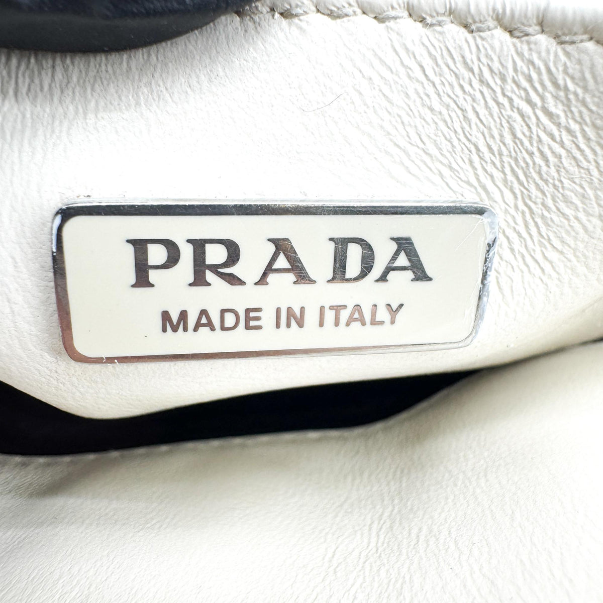 Prada Brushed Leather Mini Tote Bag White