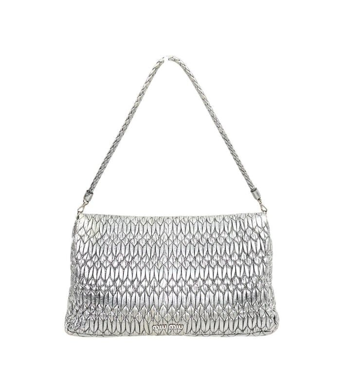 Miu Miu Silver Materasse Crystal Shoulder Bag