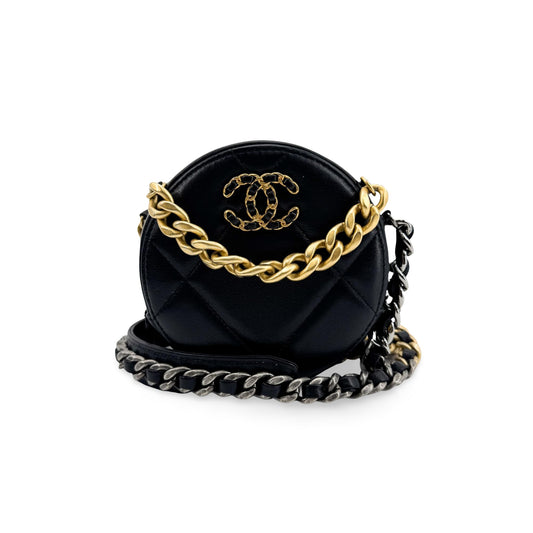 Chanel 19 Round Chain Bag Black Lambskin