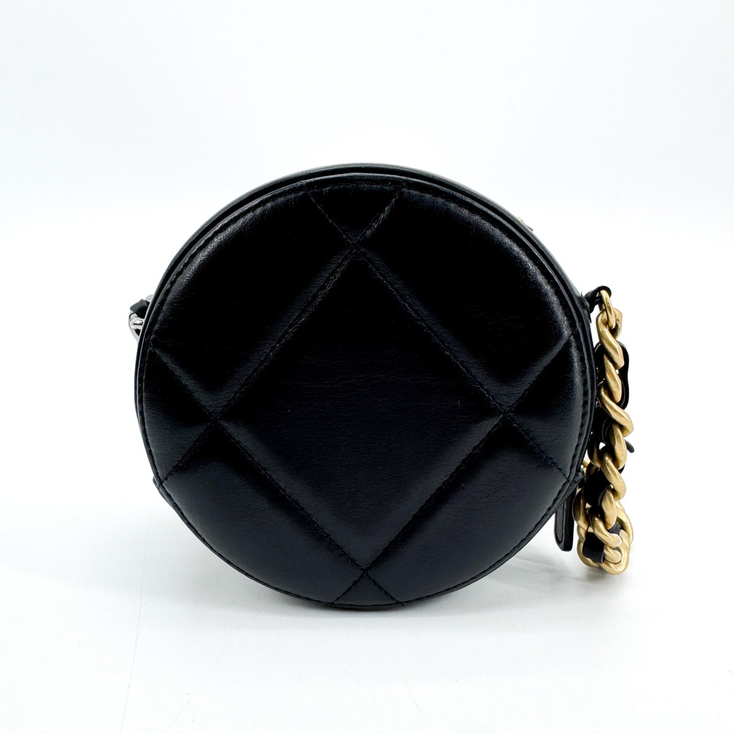 Chanel 19 Round Chain Bag Black Lambskin