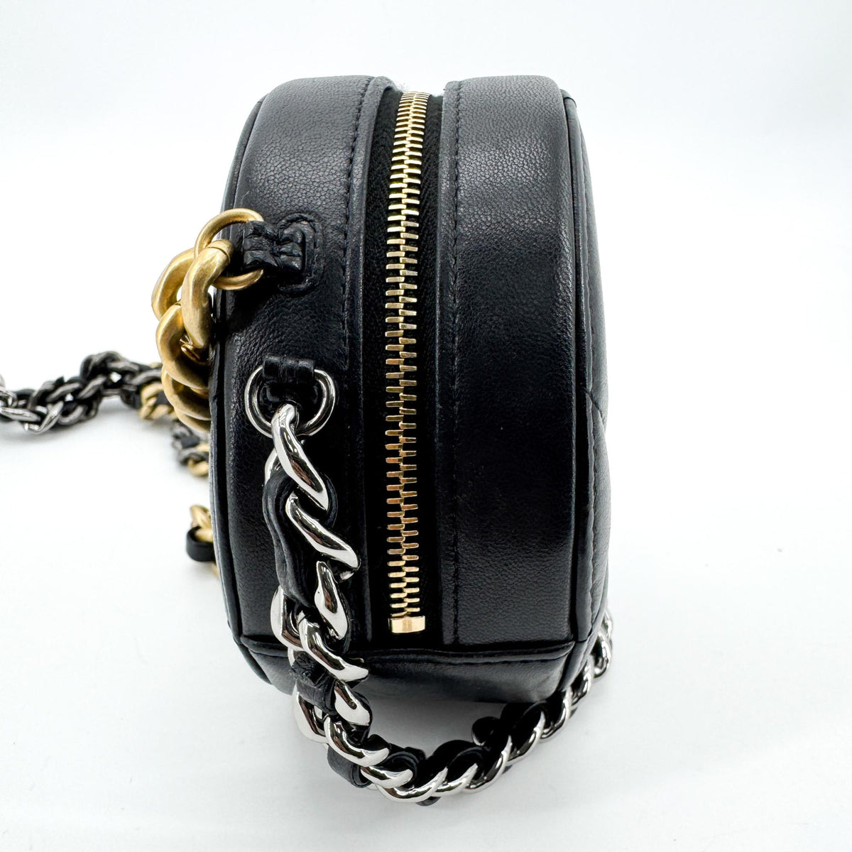 Chanel 19 Round Chain Bag Black Lambskin