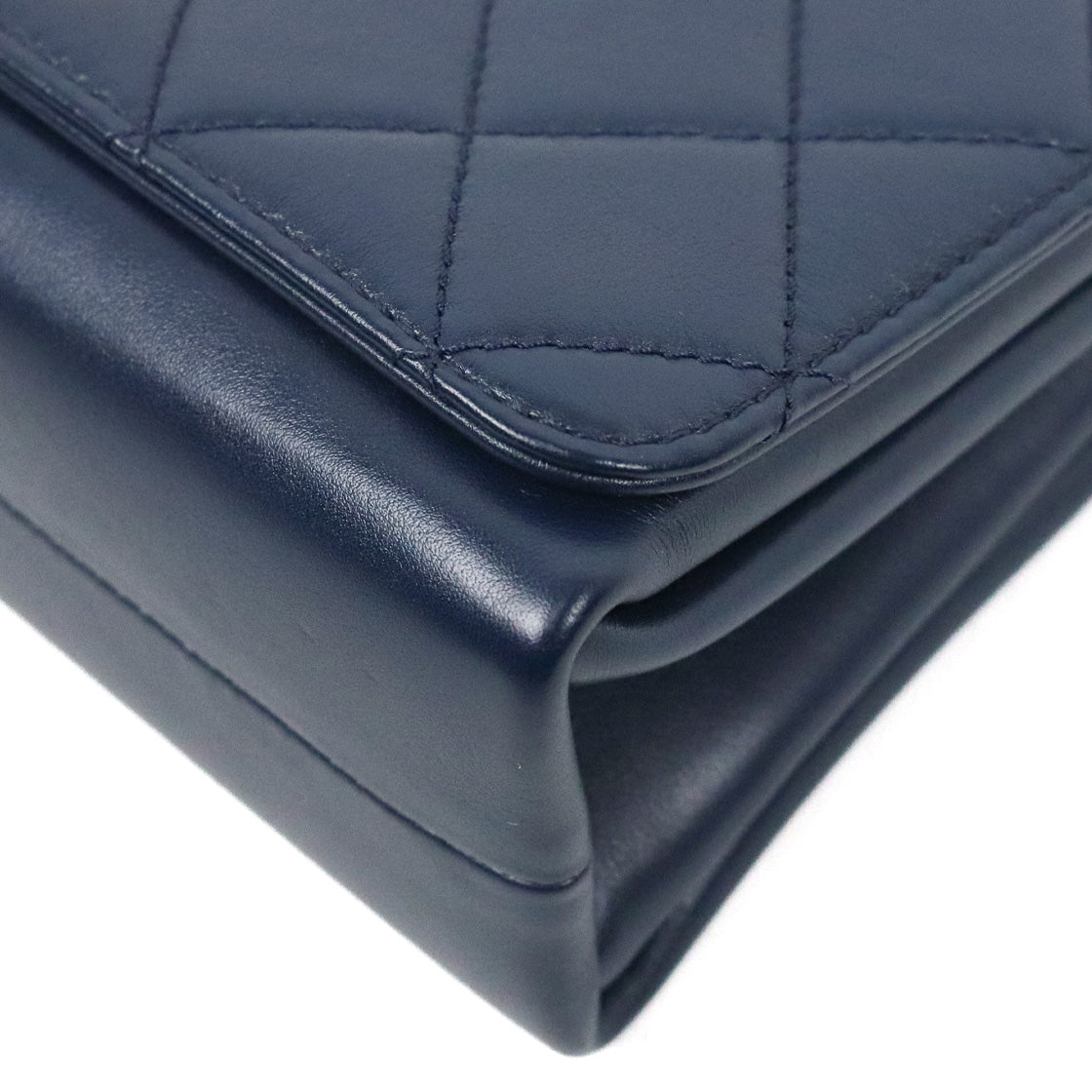 Chanel Navy Quilted CC Flap Chain Shoulder Bag with Built-in Chip