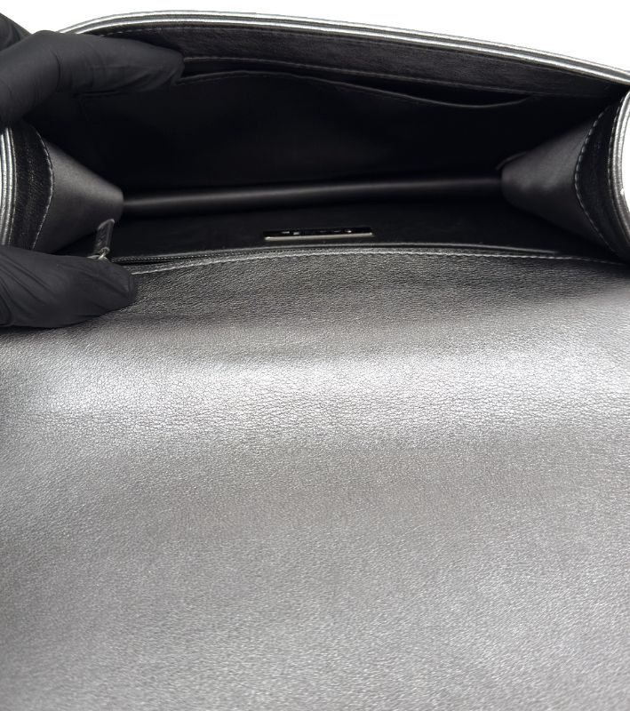 Chanel Silver CC Embossed Chain Shoulder Bag