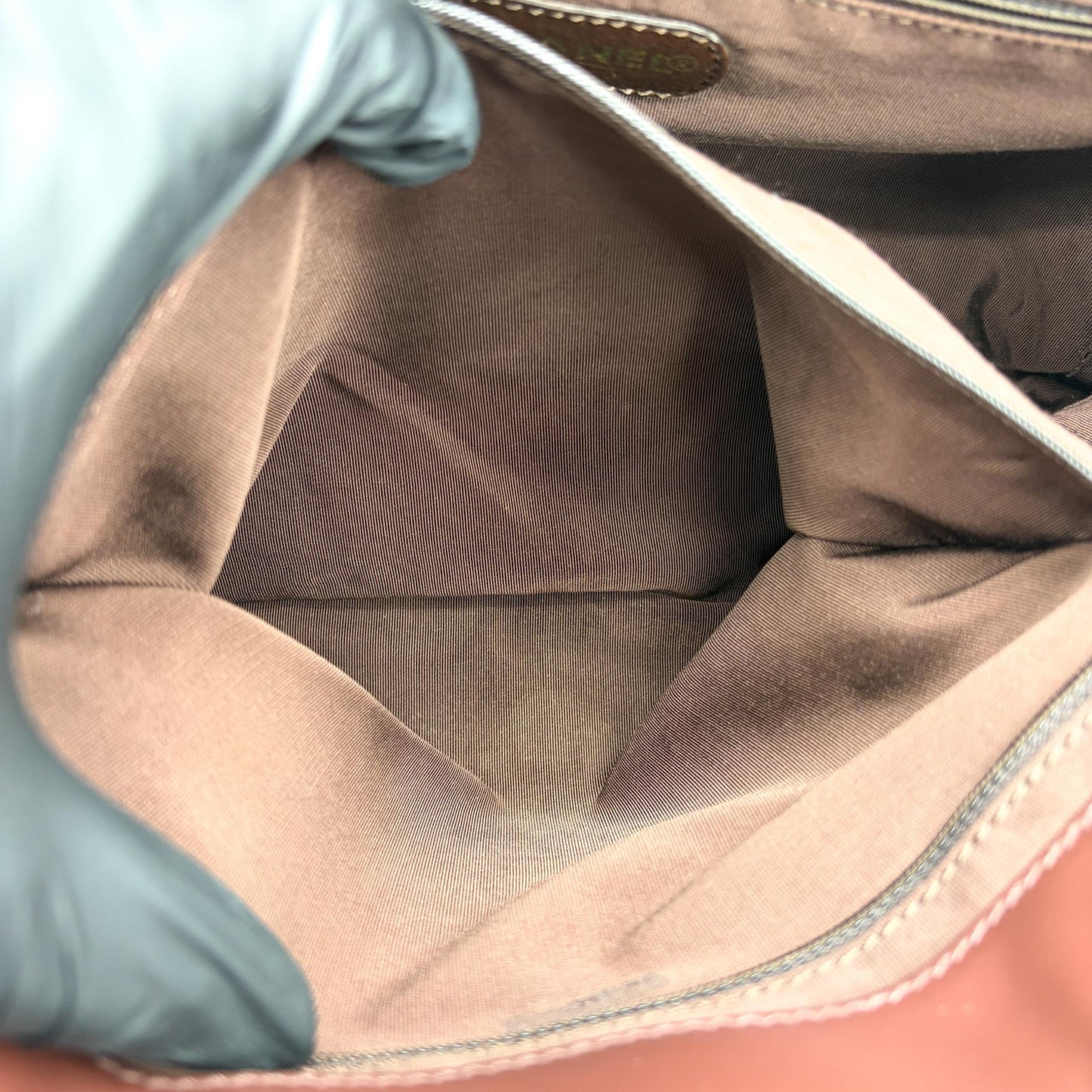 Celine Vintage Canvas Tortoise Handle Tote Bag Beige