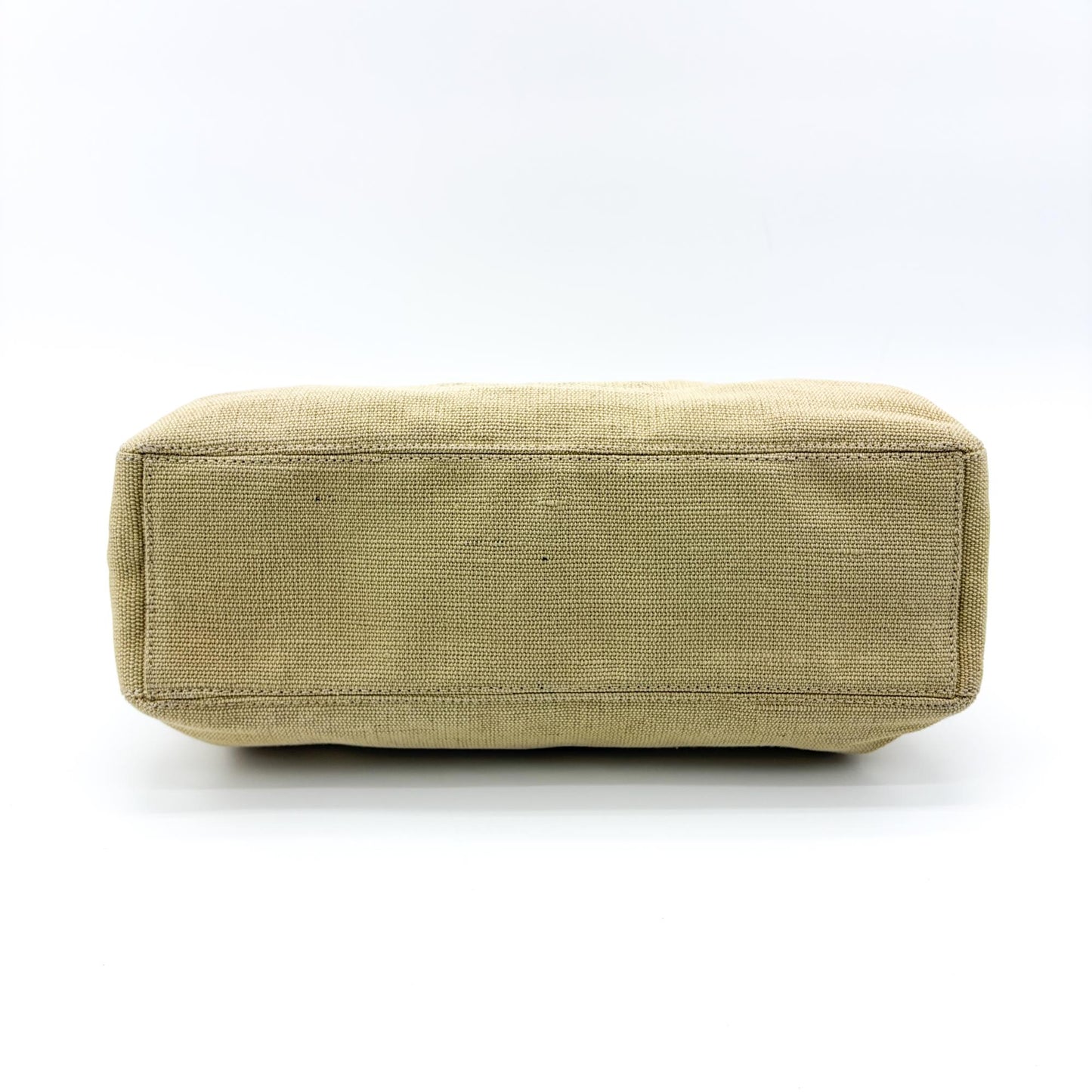 Celine Vintage Canvas Tortoise Handle Tote Bag Beige