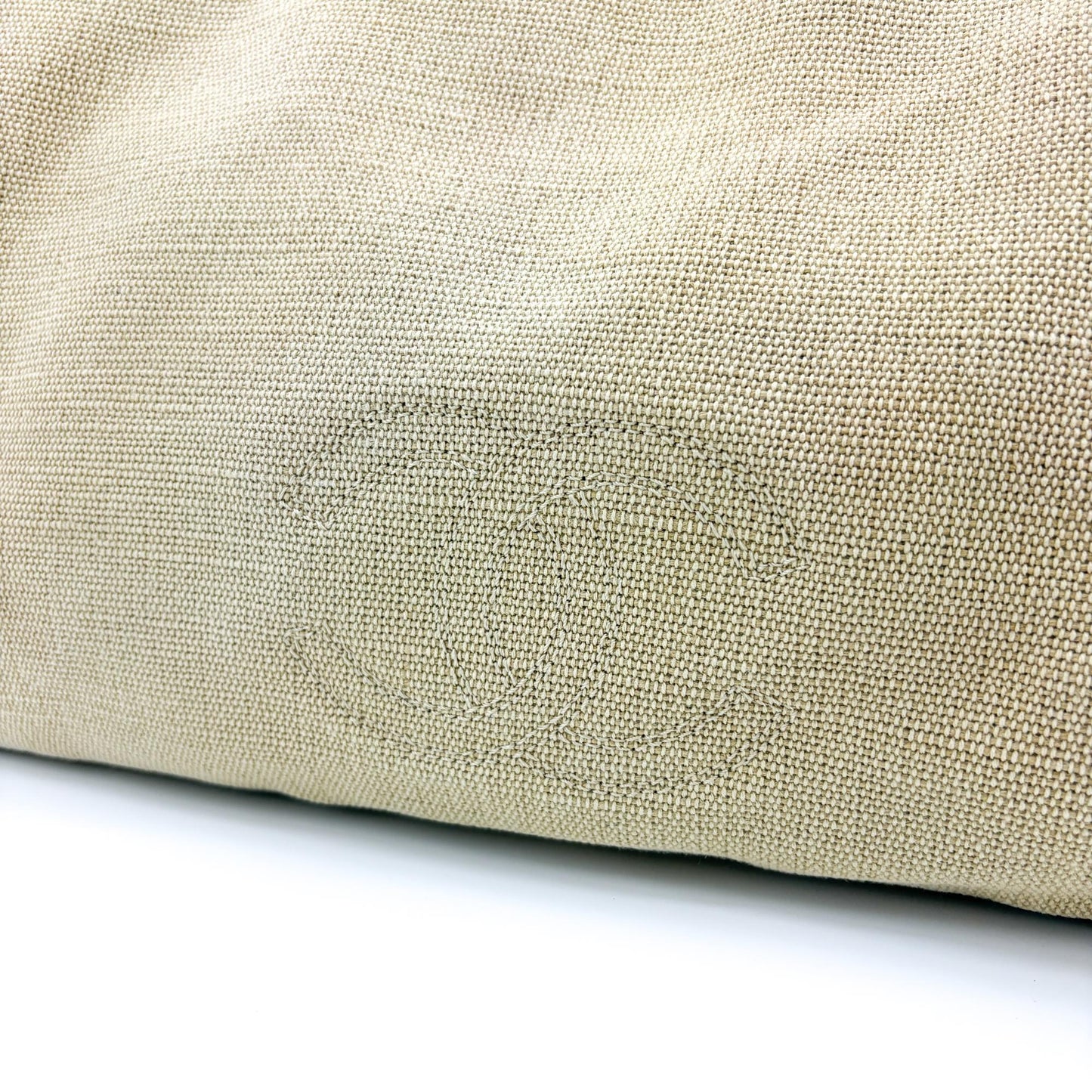 Celine Vintage Canvas Tortoise Handle Tote Bag Beige