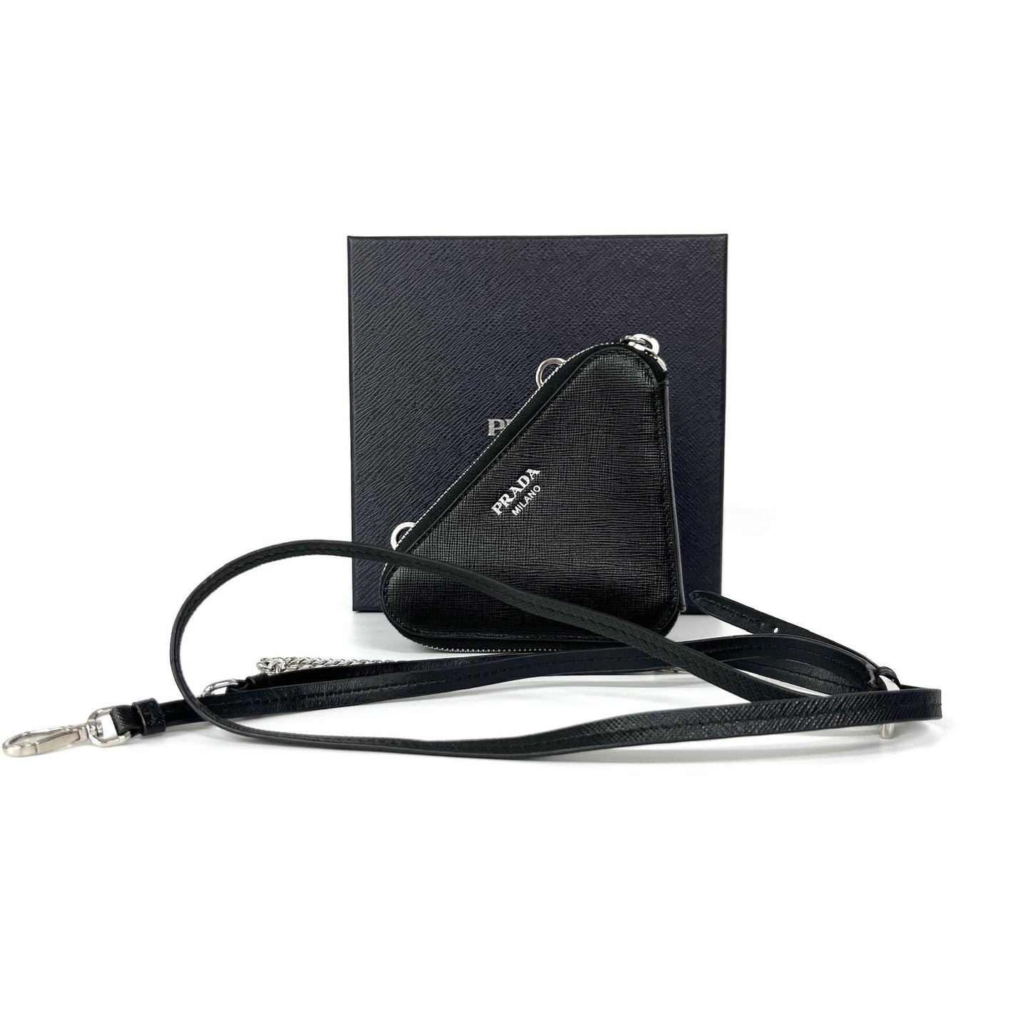 Prada Saffiano Leather Triangle Bag Black