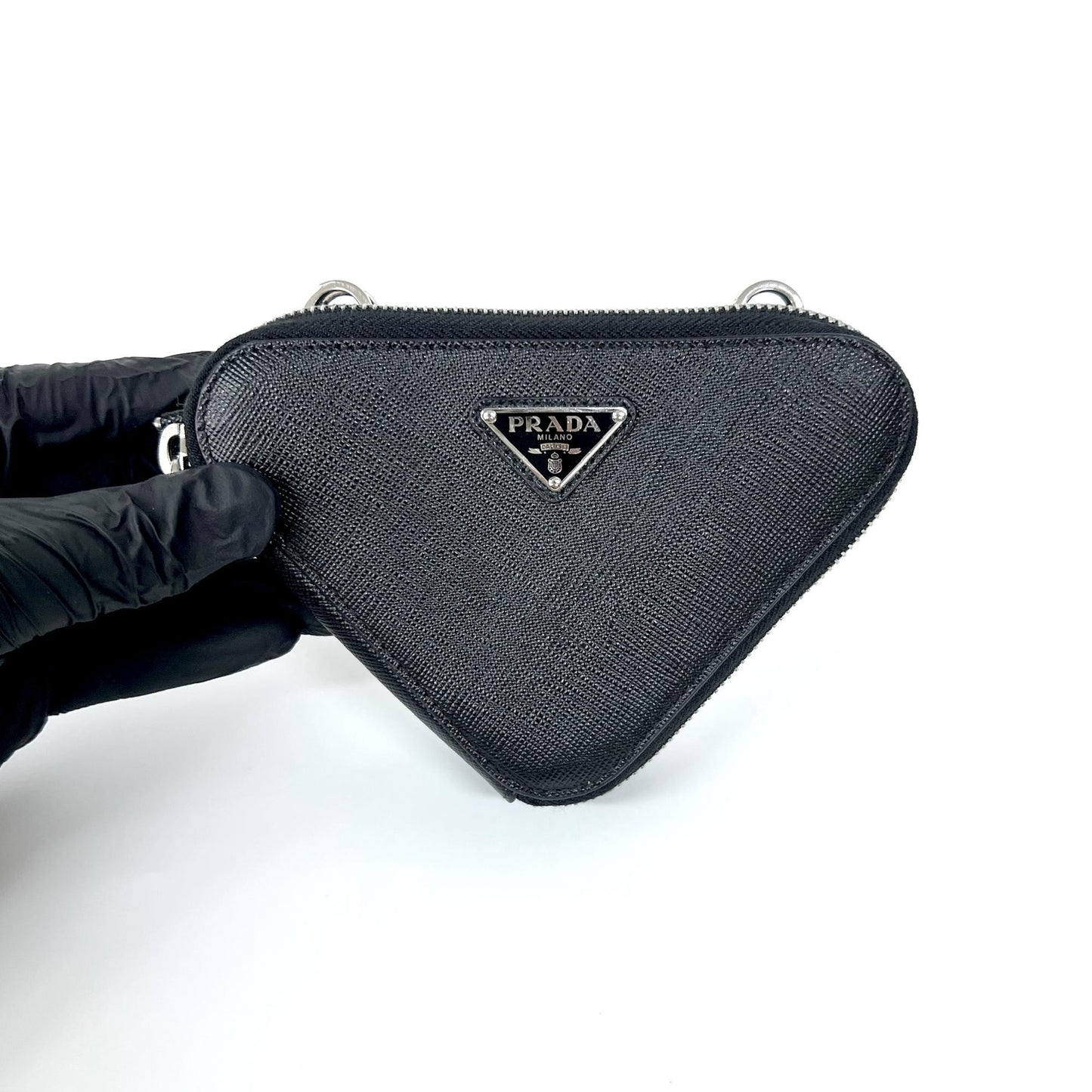 Prada Saffiano Leather Triangle Bag Black