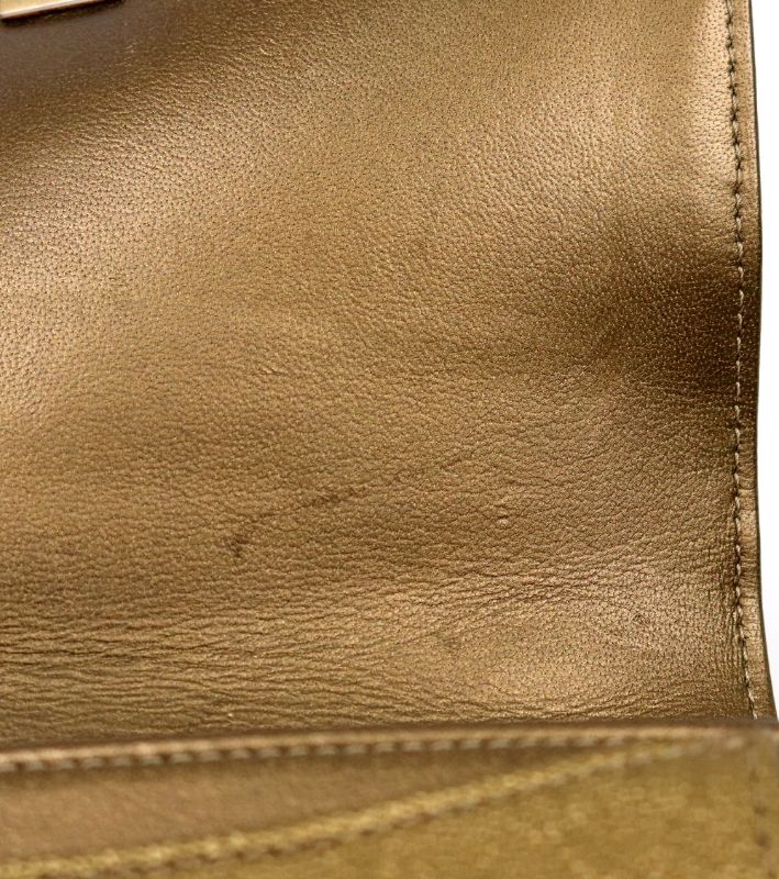 Chanel Metallic Gold Quilted CC Flap Chain Shoulder Bag