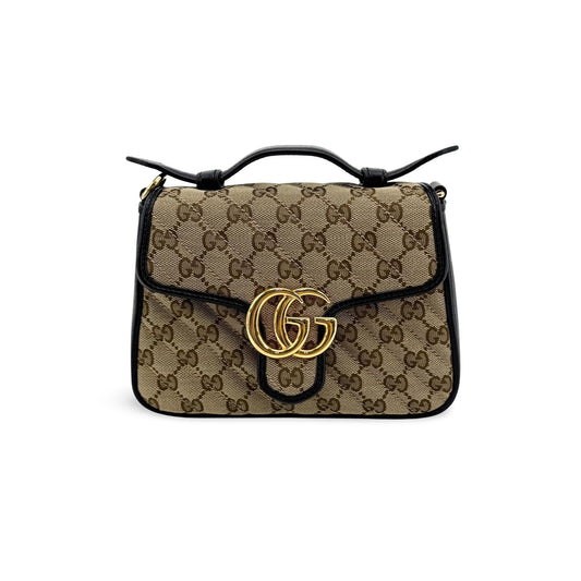 Gucci GG Marmont Mini Top Handle Bag GG Supreme Black