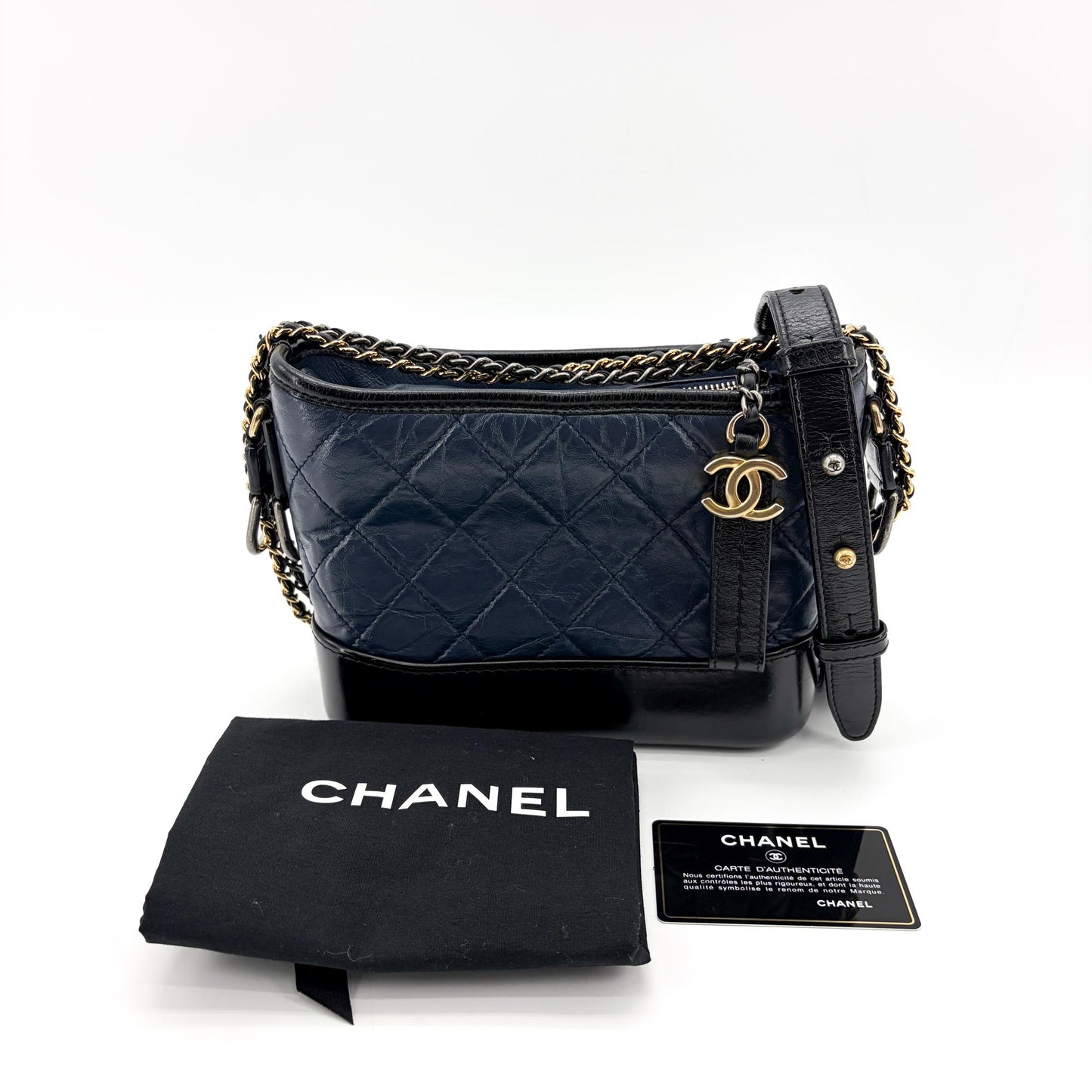 Chanel Gabrielle Small Hobo Bag Navy Black