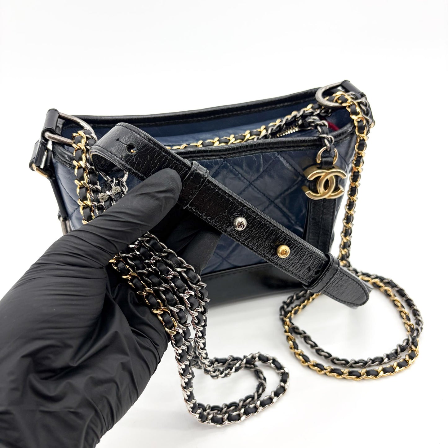 Chanel Gabrielle Small Hobo Bag Navy Black