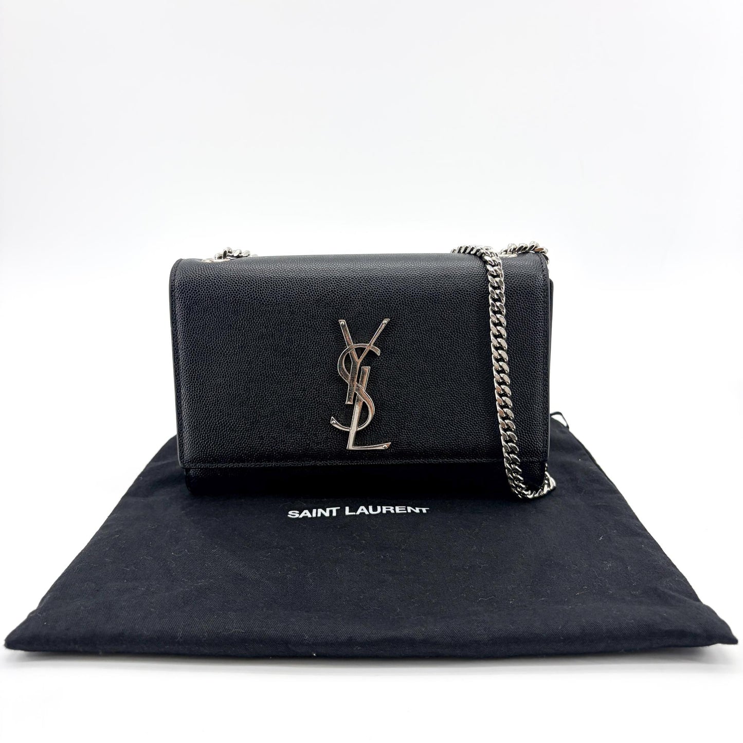 Saint Laurent Kate Medium Shoulder Bag Black with Silver Hardware