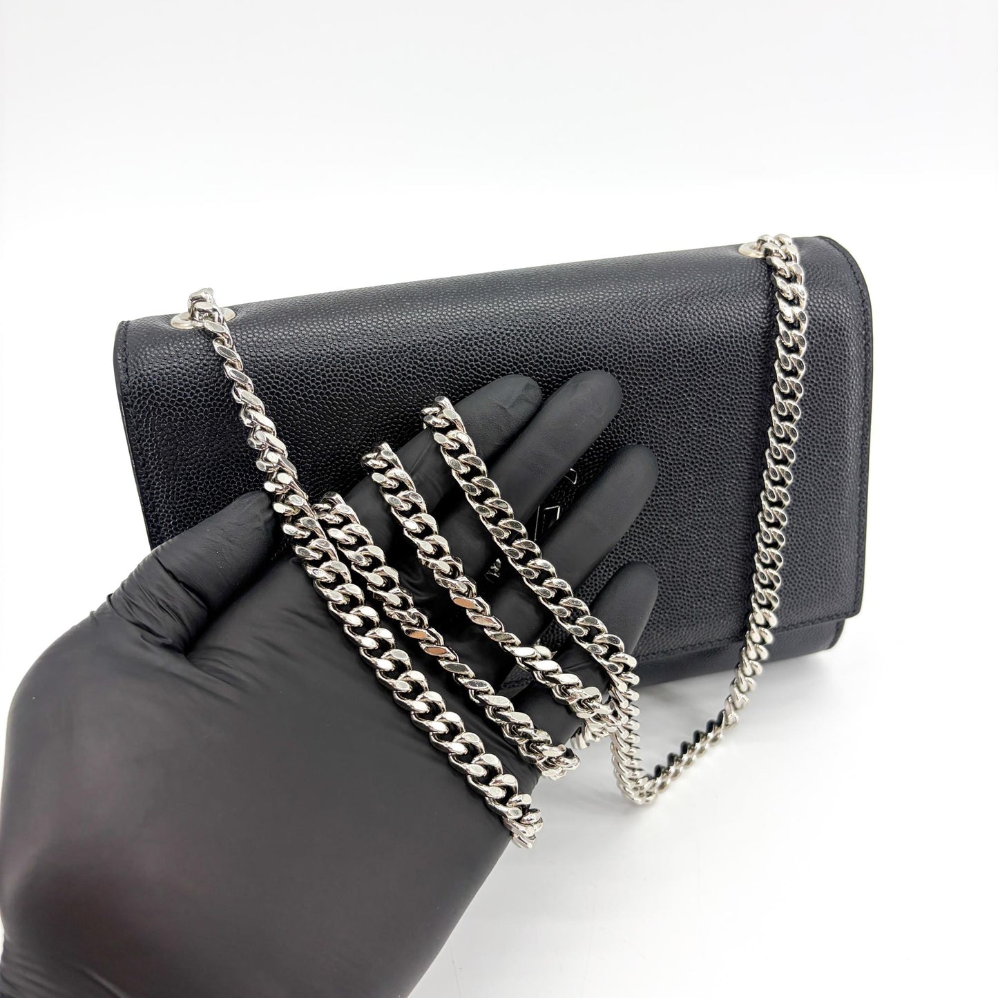 Saint Laurent Kate Medium Shoulder Bag Black with Silver Hardware