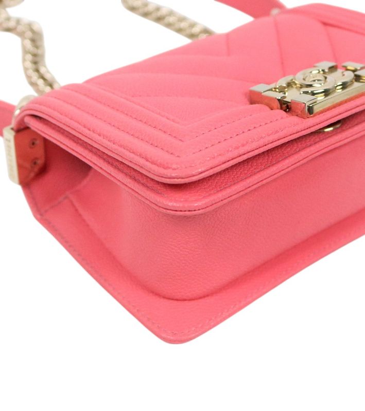 Chanel Pink Mini Chevron Caviar Boy Bag