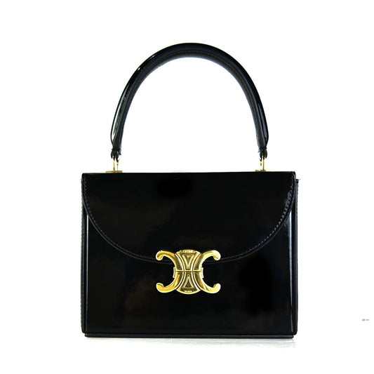 Small Patent Calfskin Blandine Box Top Handle Shoulder Bag Crossbody Bag 118593