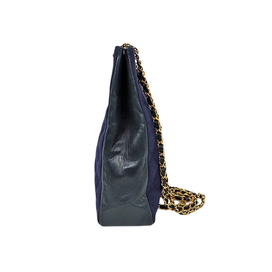 Chanel Navy Fabric Quilted CC Chain Shoulder Bag