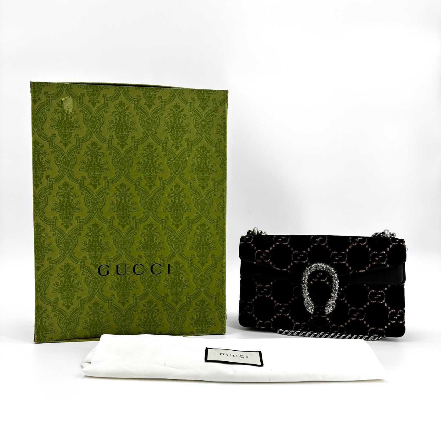 Gucci Dionysus GG Velvet Mini Shoulder Bag Dark Green