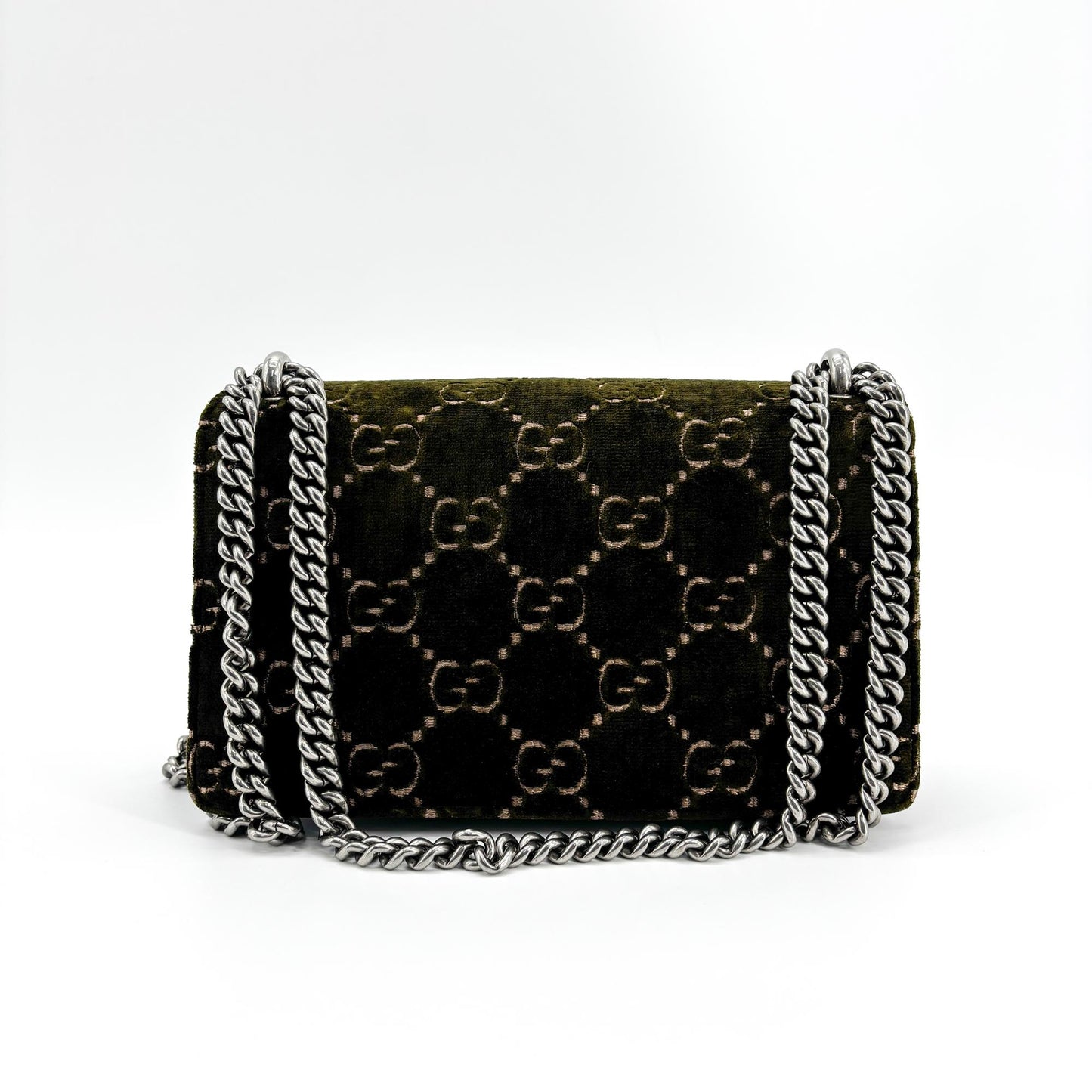 Gucci Dionysus GG Velvet Mini Shoulder Bag Dark Green