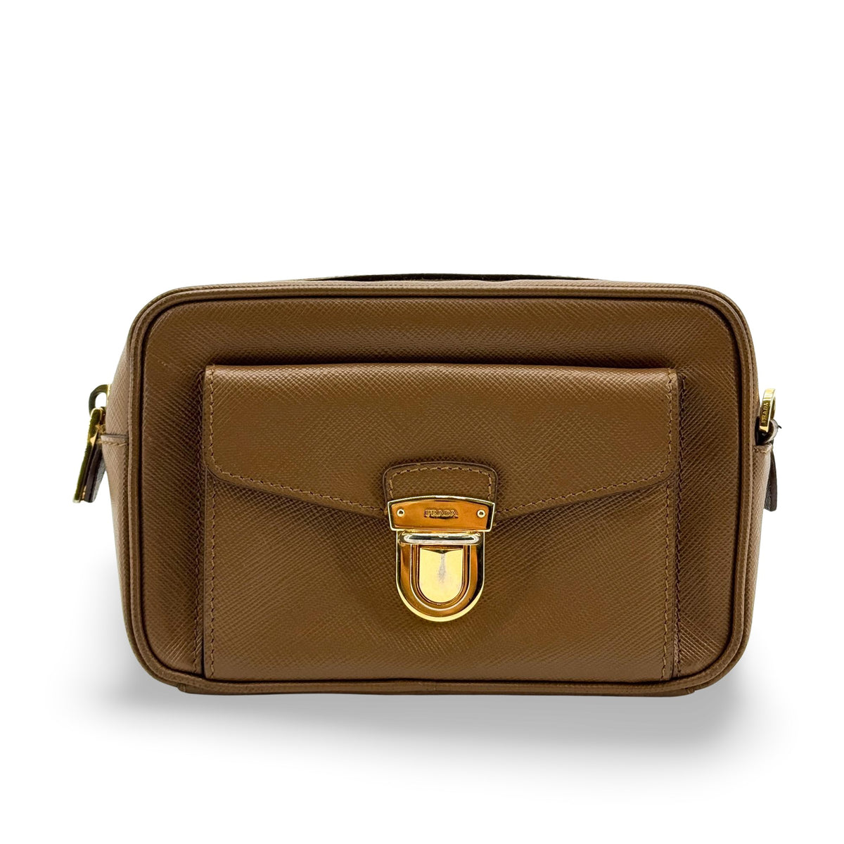 Prada Saffiano Crossbody Bag Brown