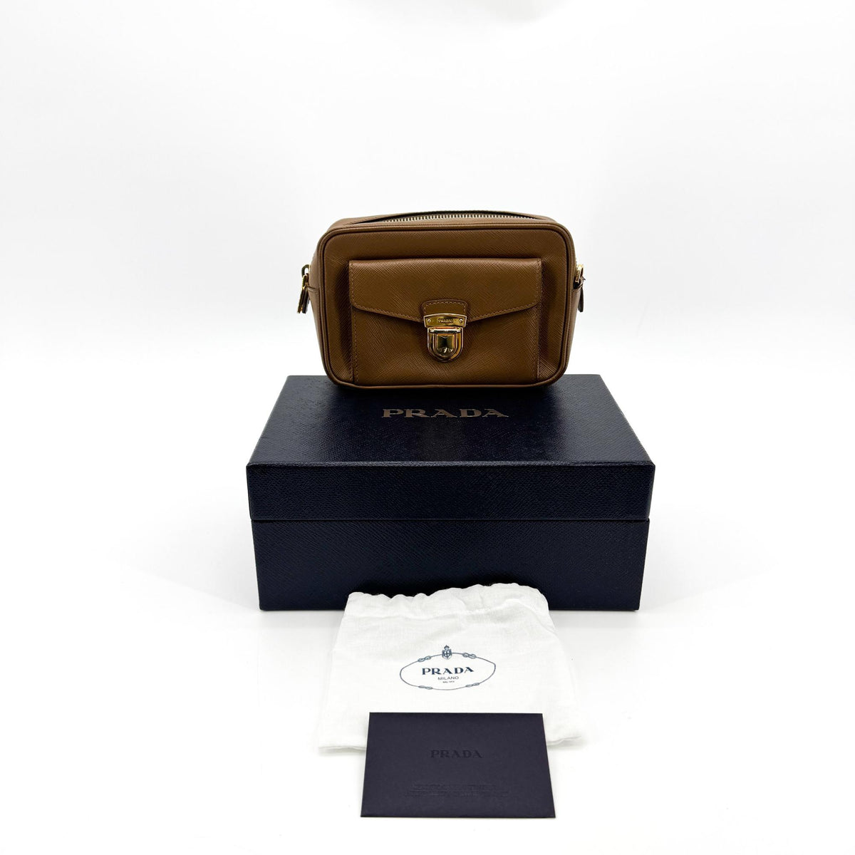 Prada Saffiano Crossbody Bag Brown