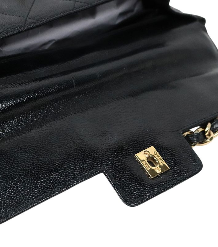 Chanel Black Caviar Quilted CC Chain Shoulder Bag