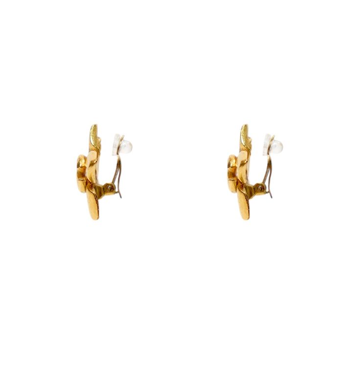 Chanel Flower CC Gold Earrings
