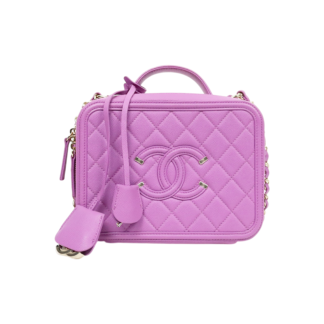 Chanel Purple Caviar Cosmetics Top-Handle Crossbody Bag