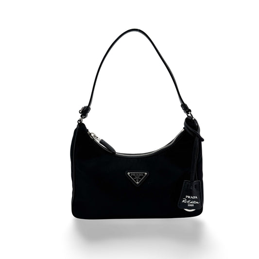 Prada Re-Ylon Re-Edition 2005 Mini Hobo Bag Black