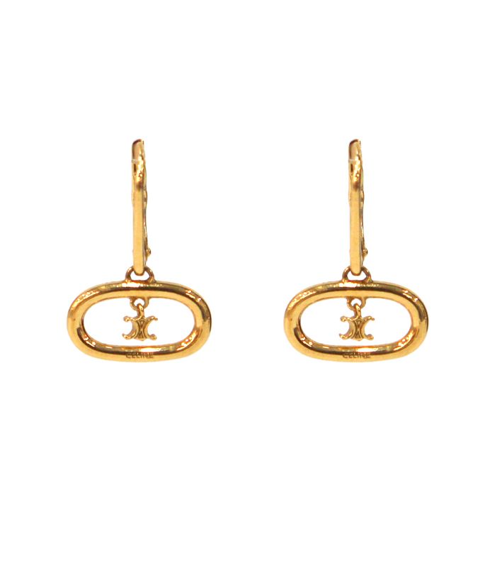 Celine Round Triope Gold Earrings