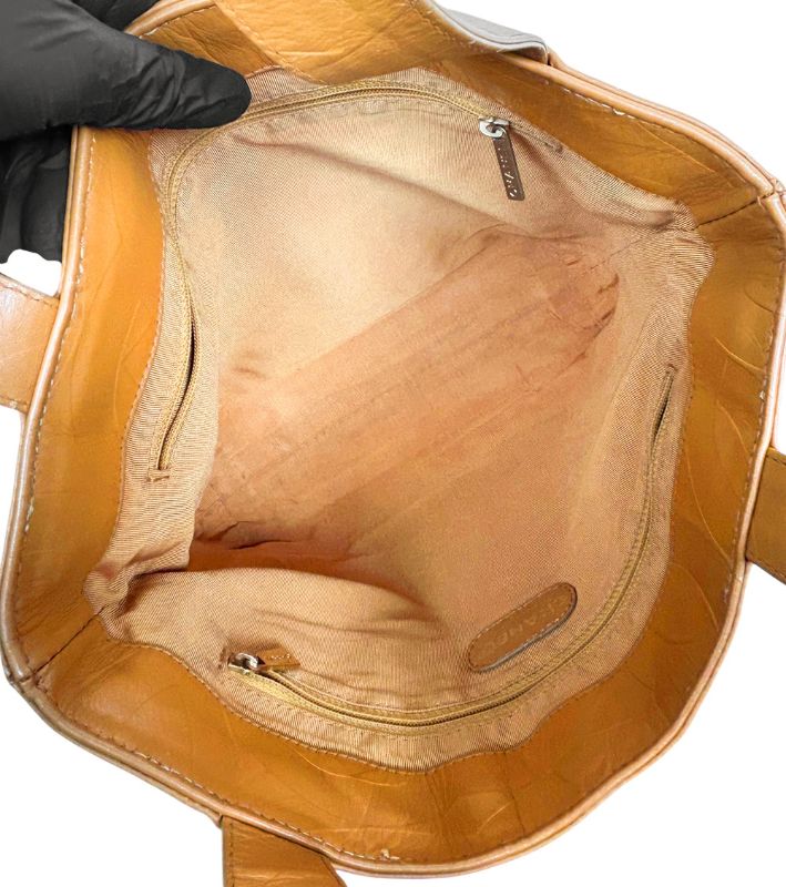 Chanel Brown CC Logo Embossed Shoulder Bag
