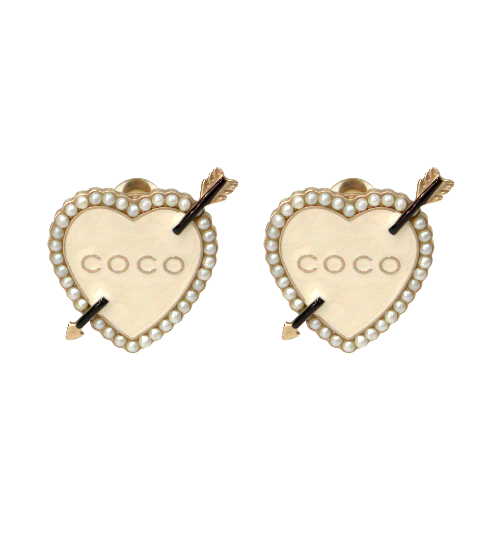 Chanel Coco Heart Pearl Earrings