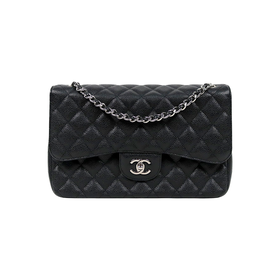 Chanel Black Large Caviar Classic Bag with Double Flap