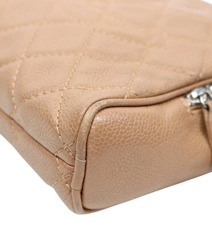 Chanel Beige Caviar Big CC Quilted Shoulder Bag