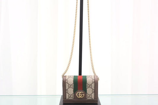 GG Supreme Ophidia Three-Stripe Web Chain Wallet Crossbody Bag 625711