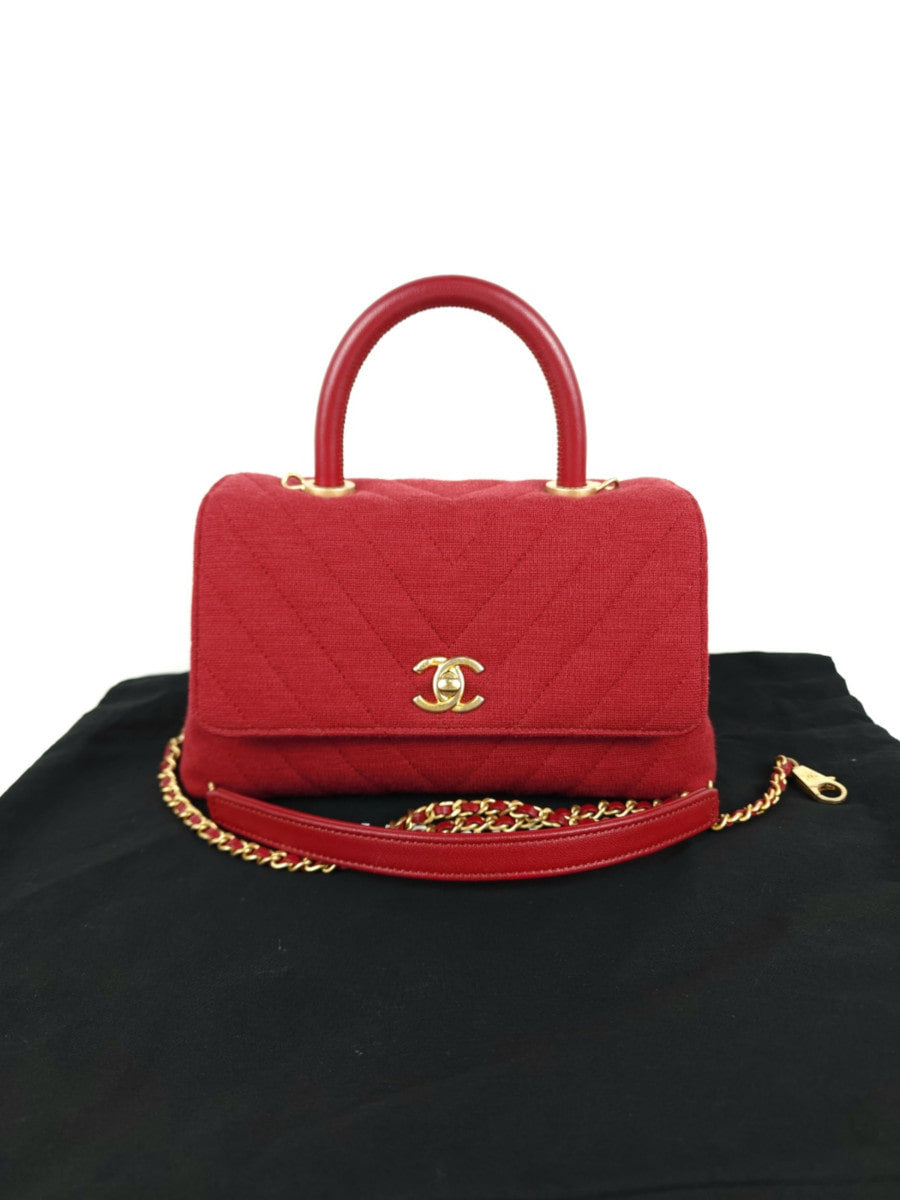 Small Coco Handle Fabric Tote Bag Shoulder Bag A92990